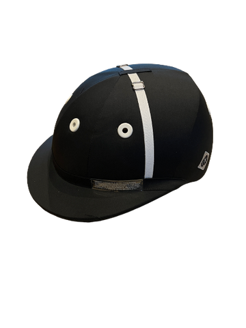 Charles Owen Sovereign Polo Helmet - Black with White Strap